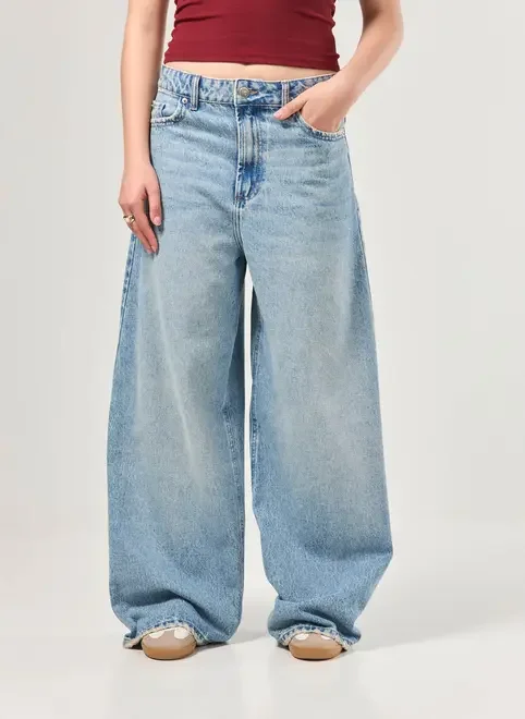 Calça Baggy Jeans Cintura Baixa