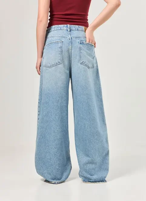Calça Baggy Jeans Cintura Baixa