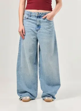 Calça Baggy Jeans Cintura Baixa