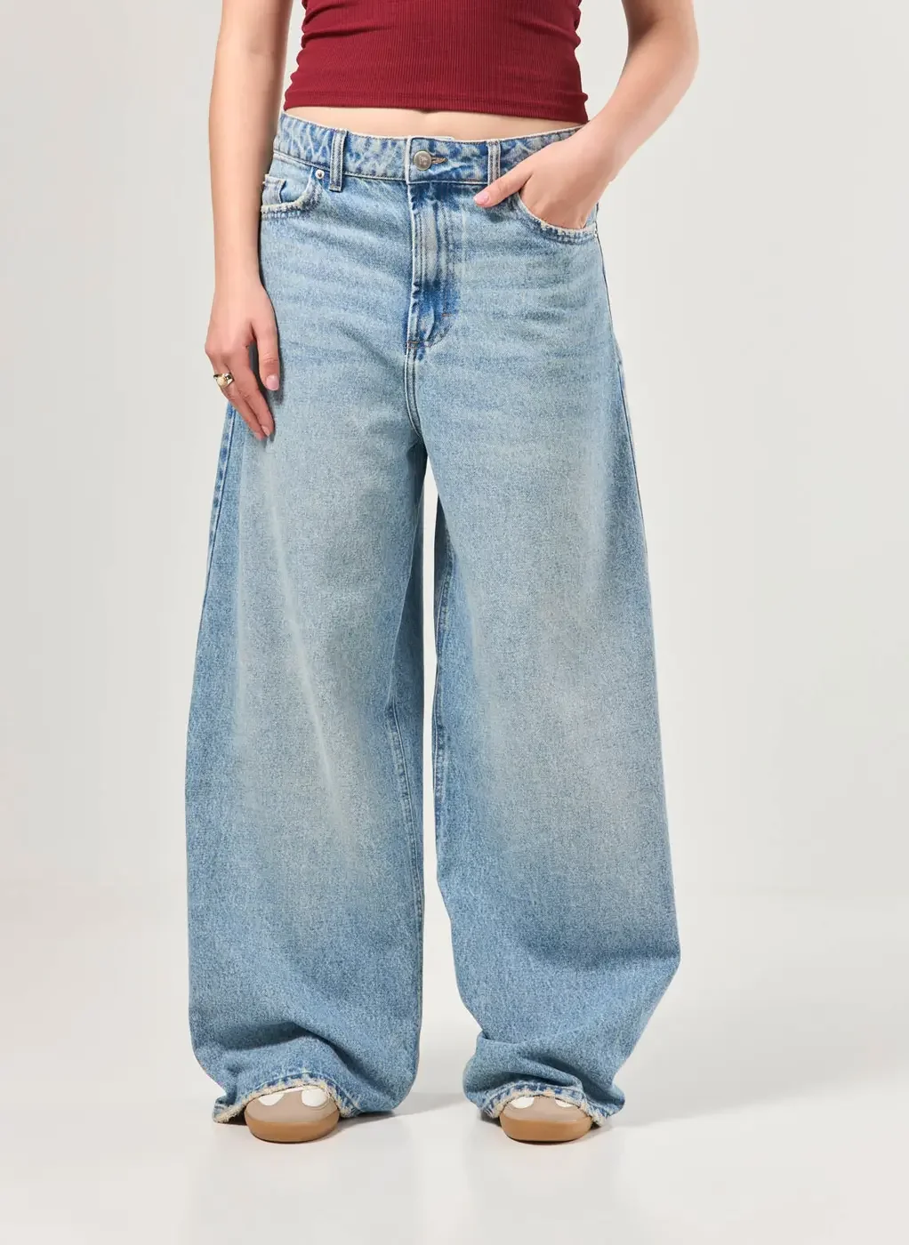 Calça Baggy Jeans Cintura Baixa