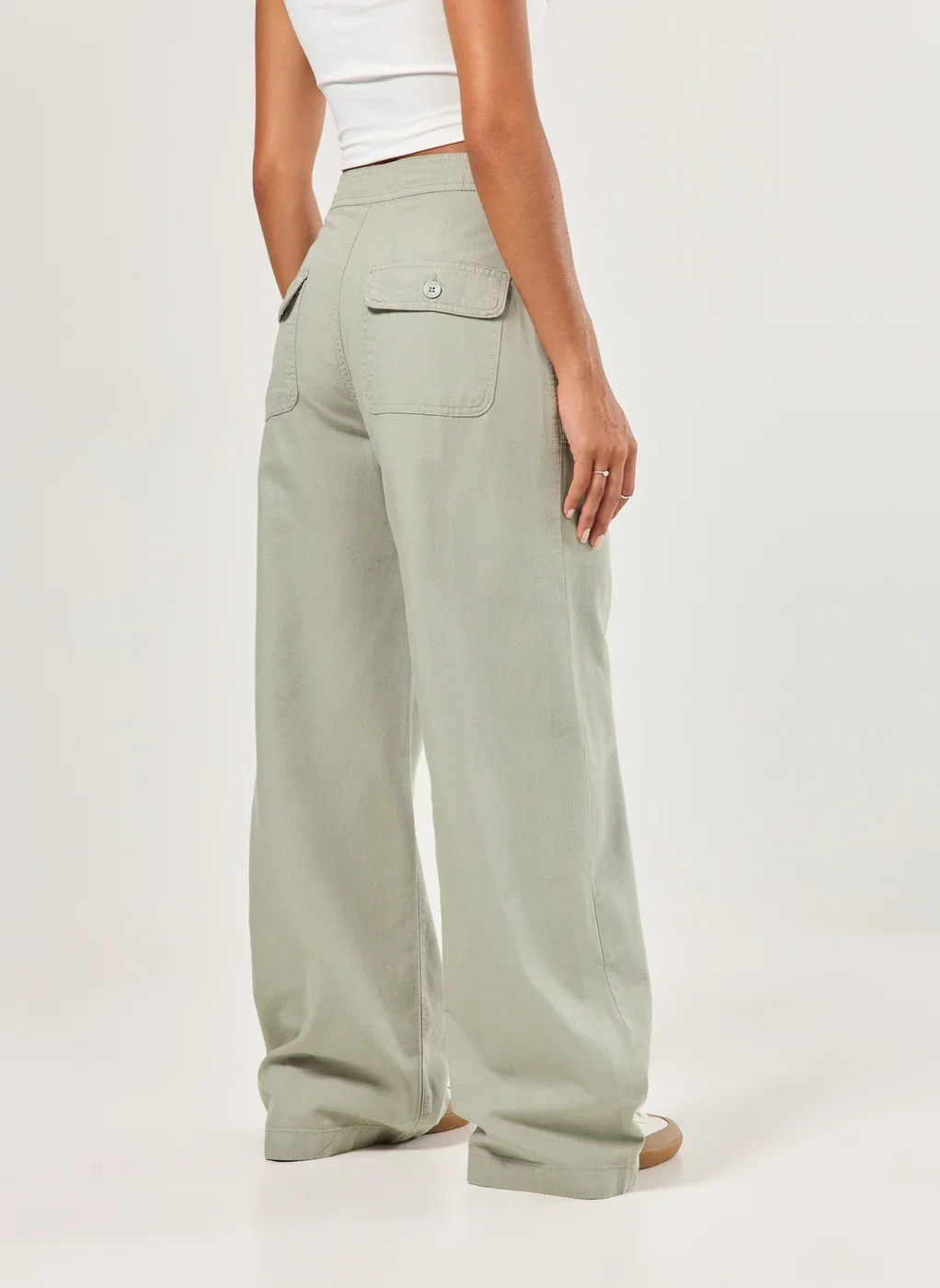 Calça Sarja Wide Leg Amarração Ajuste