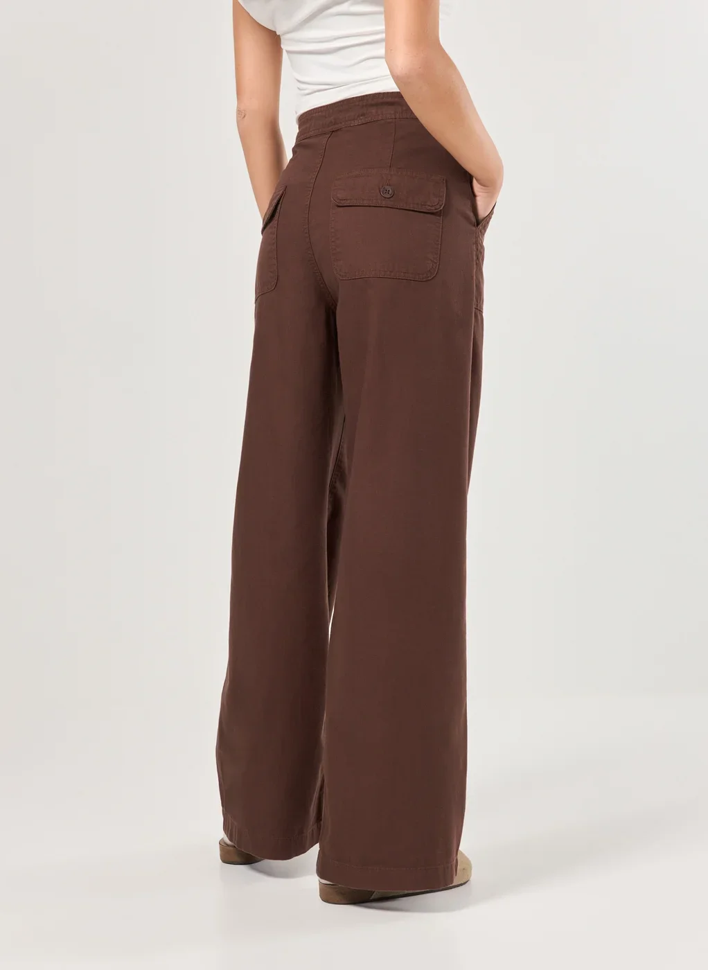 Calça Sarja Wide Leg Amarração Ajuste