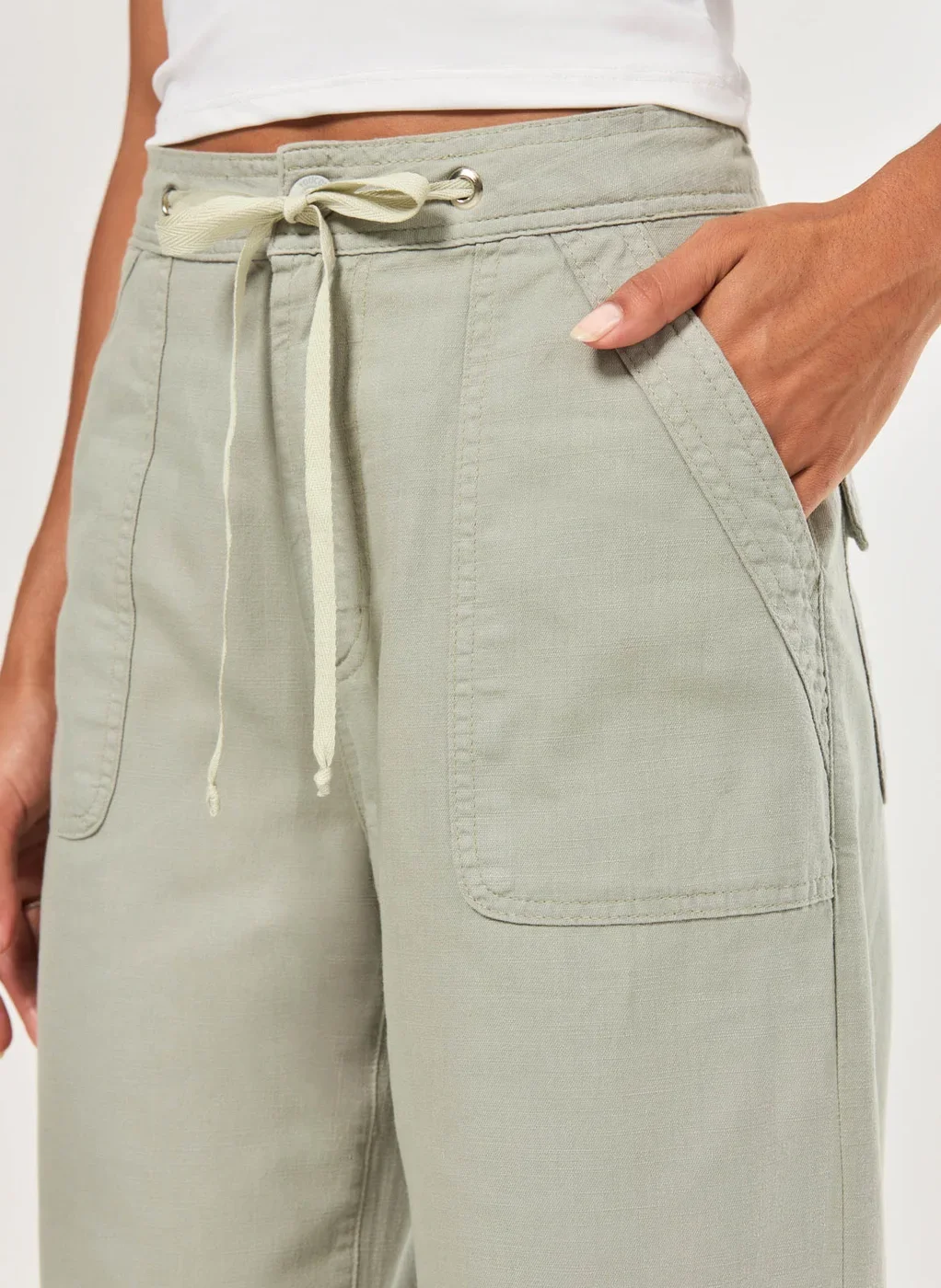 Calça Sarja Wide Leg Amarração Ajuste