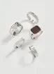 Conjunto 5 Anéis Prateados Com Resina