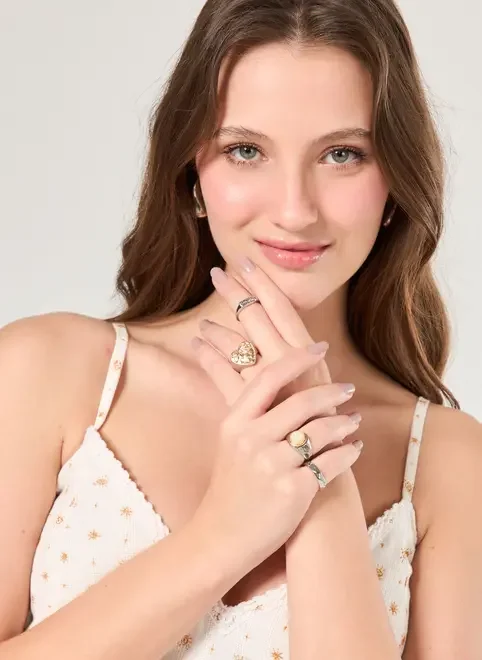 Conjunto 4 Anéis Mix Prateado E Dourado