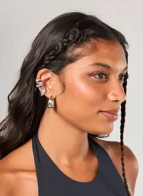 Conjunto 4 Brincos Earcuff Prateado