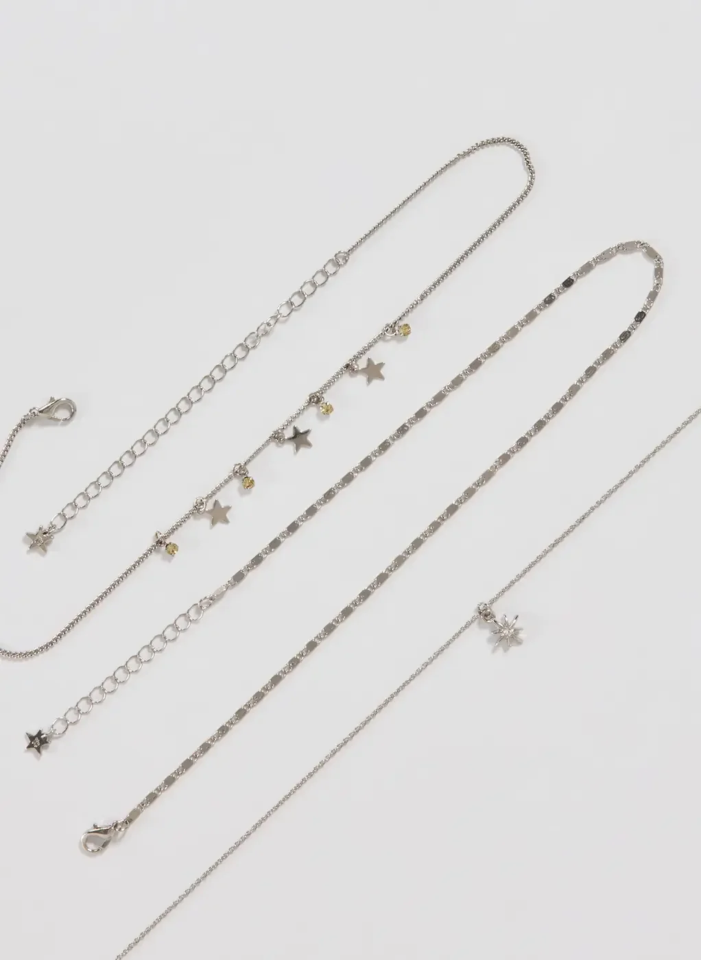 Conjunto 3 Colares Prateados Estrela