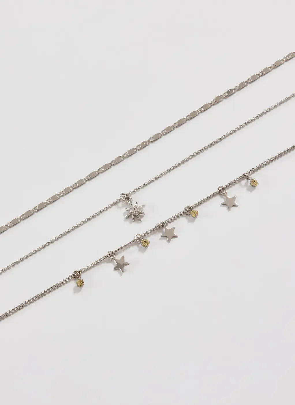 Conjunto 3 Colares Prateados Estrela