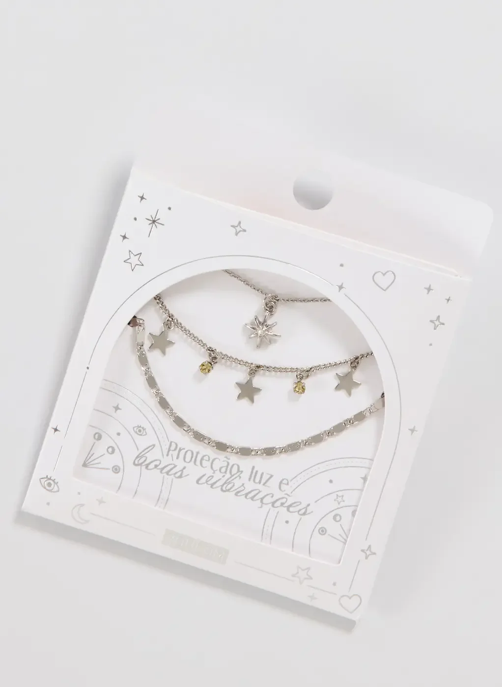 Conjunto 3 Colares Prateados Estrela