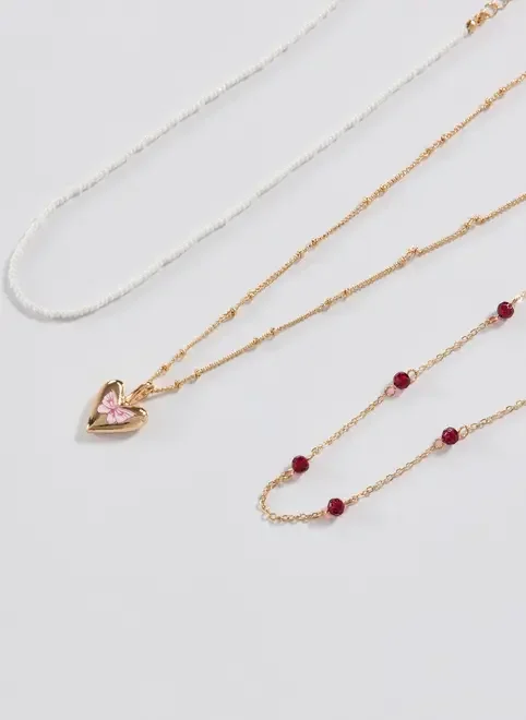 Conjunto 3 Colares Dourados Borboleta