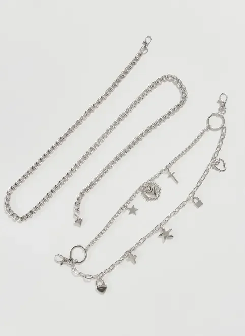 Cinto De Corrente Prateada Com Pingentes