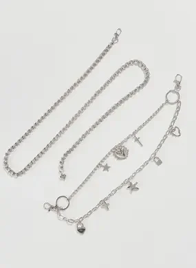 Cinto De Corrente Prateada Com Pingentes