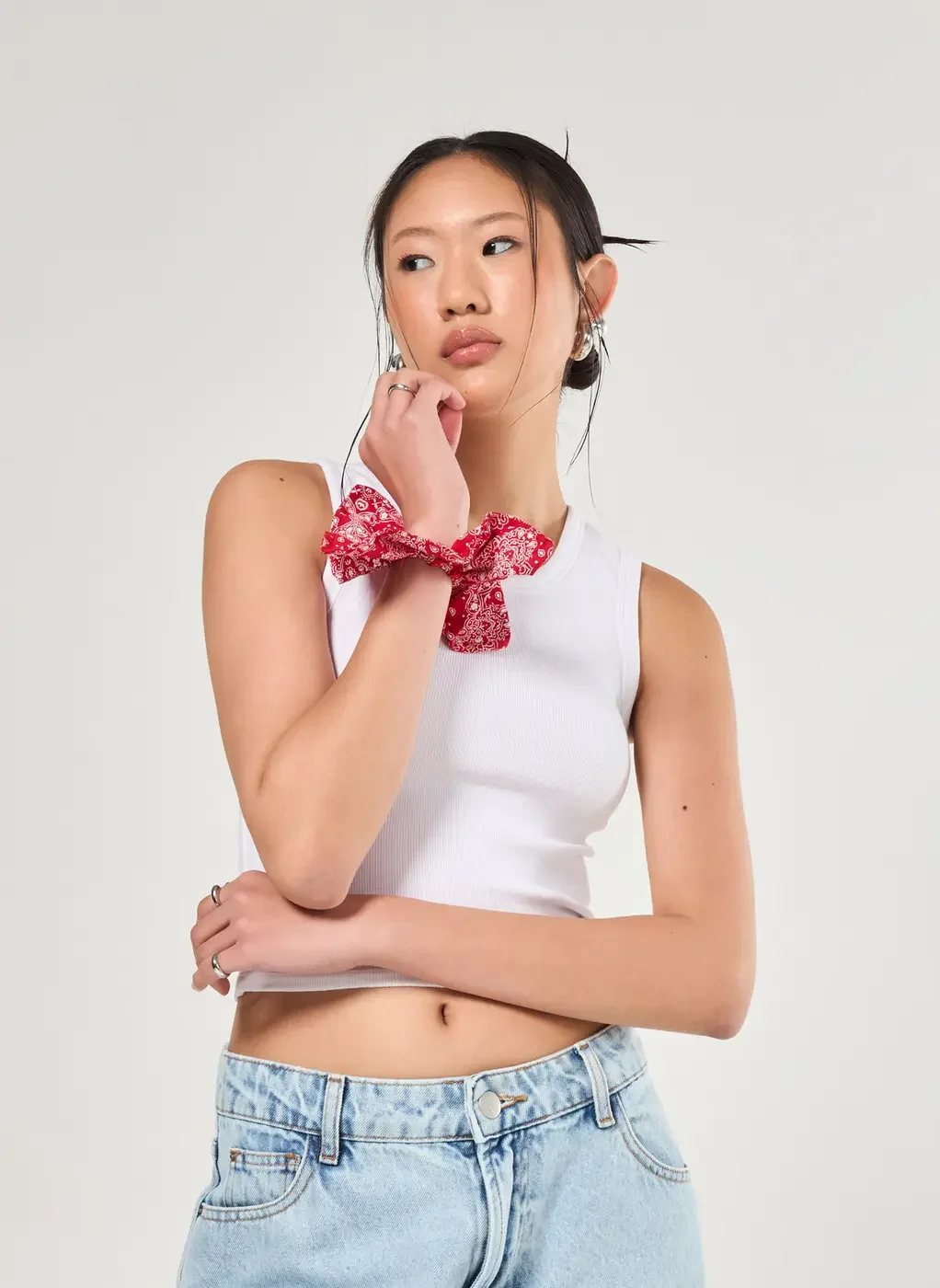 Scrunchie Vermelho Estampa Bandana