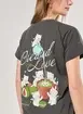 Camiseta Oversized Preta Estonada Gatos Místicos