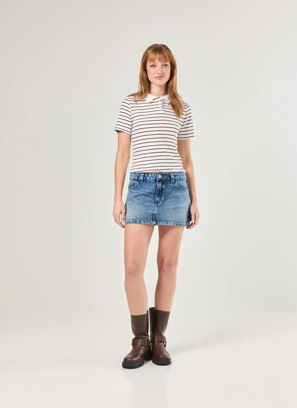 Saia Jeans Cintura Baixa Utilitária