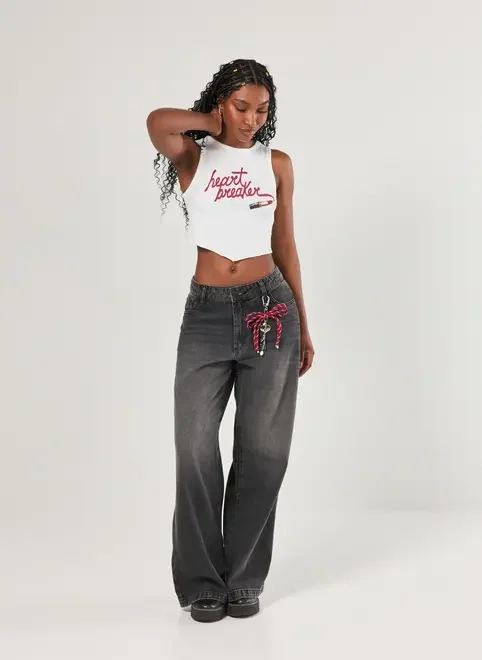 Regata Cropped Off-White Bico Heart Breaker