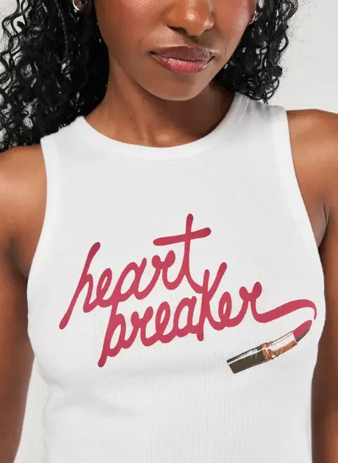 Regata Cropped Off-White Bico Heart Breaker