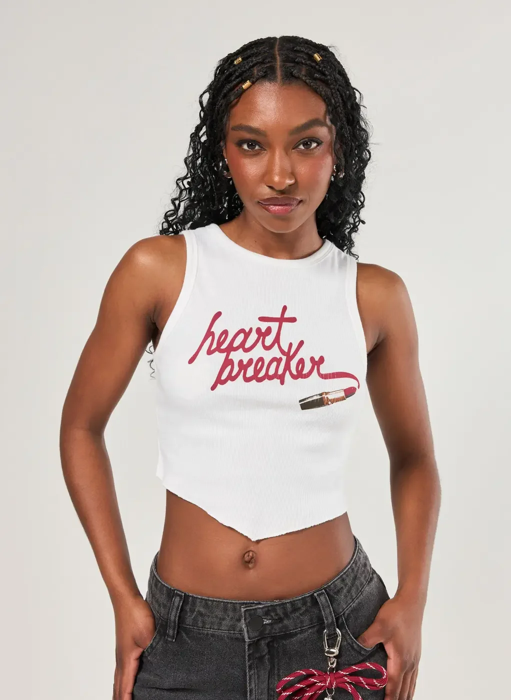 Regata Cropped Off-White Bico Heart Breaker