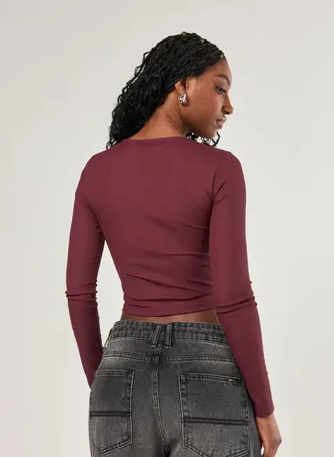 Cropped Manga Longa Recorte Frontal