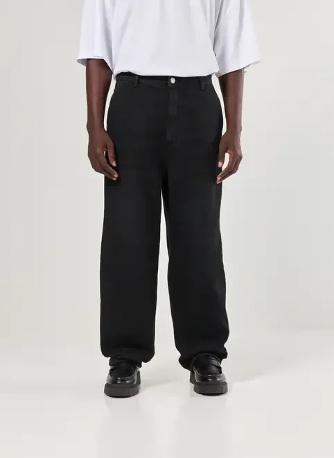 Calça Baggy Em Jeans Preto Circular