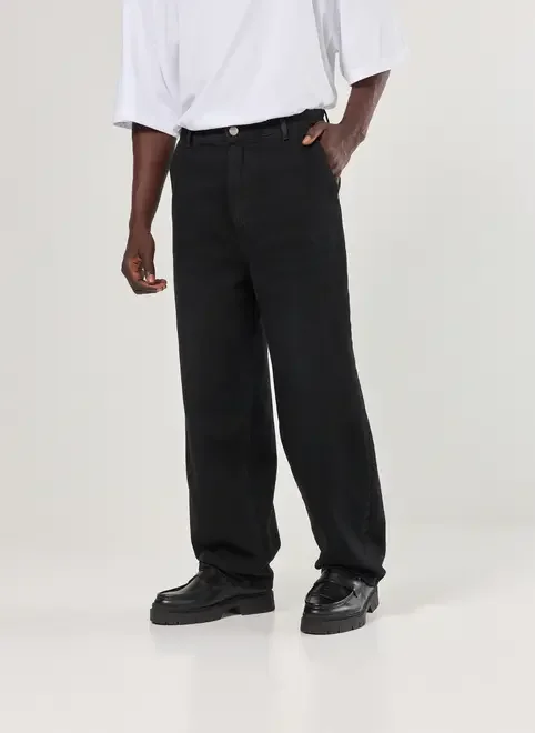 Calça Baggy Em Jeans Preto Circular