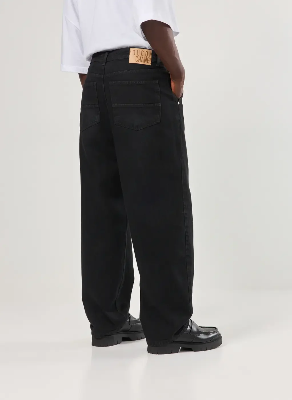 Calça Baggy Em Jeans Preto Circular