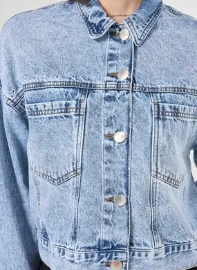 Jaqueta Cropped Jeans Marmorizado