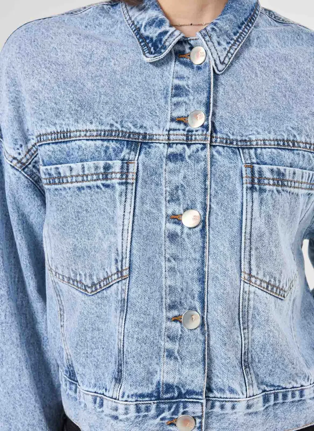 Jaqueta Cropped Jeans Marmorizado