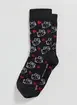 Meia Preta Hello Kitty Corações
