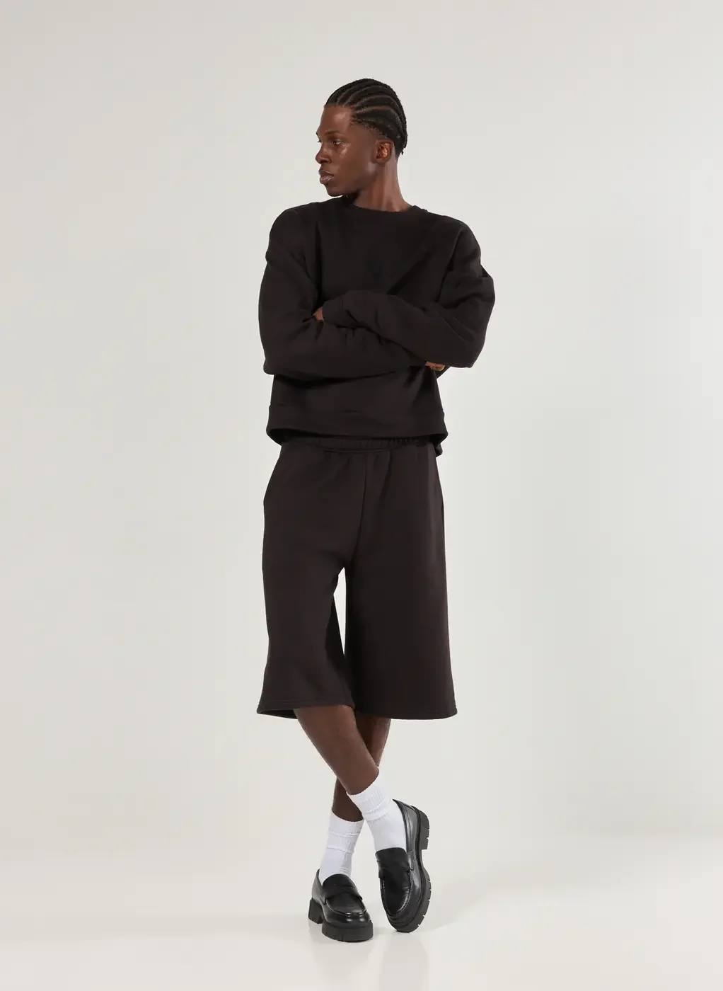 Bermuda Jorts De Moletom Preta