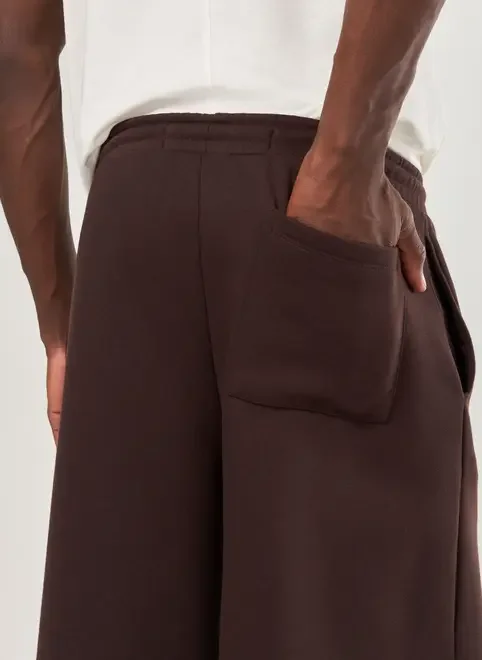 Calça Reta Em Moletom Marrom