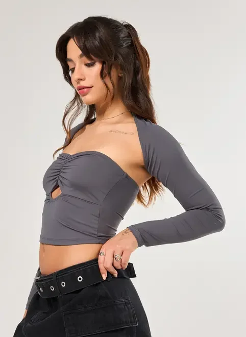 Cropped Poliamida Com Manguito