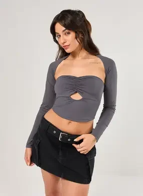 Cropped Poliamida Com Manguito