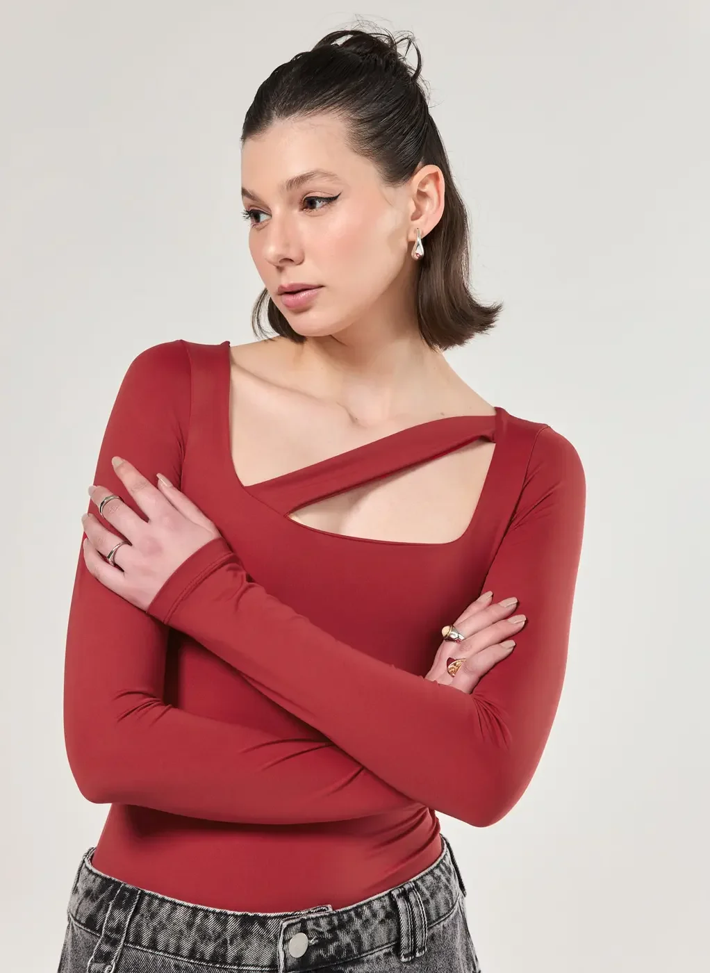 Body Poliamida Vermelho Com Recorte