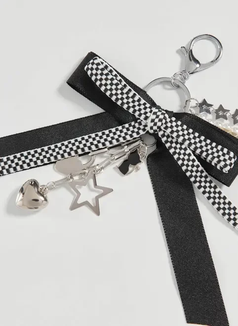 Chaveiro Com Laço Quadriculado
