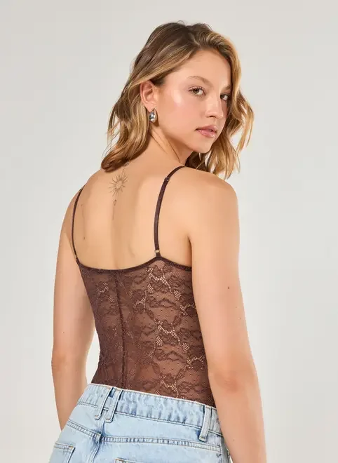 Body Renda Marrom