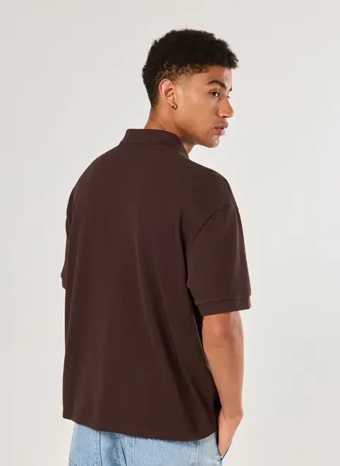 Camiseta Polo Box Piquet Marrom
