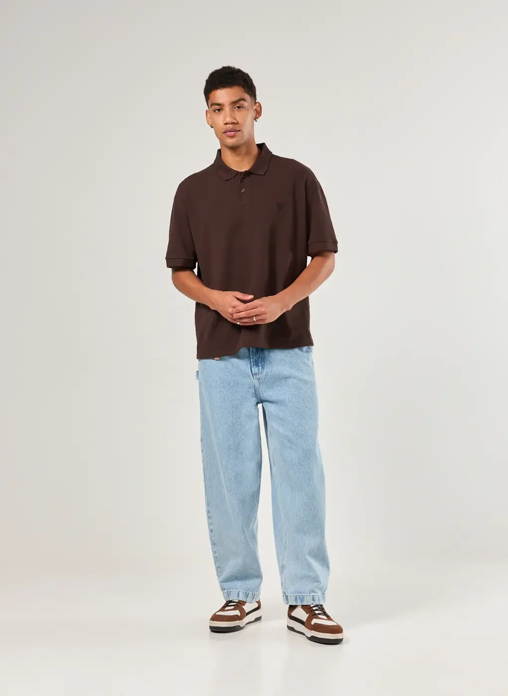Camiseta Polo Box Piquet Marrom