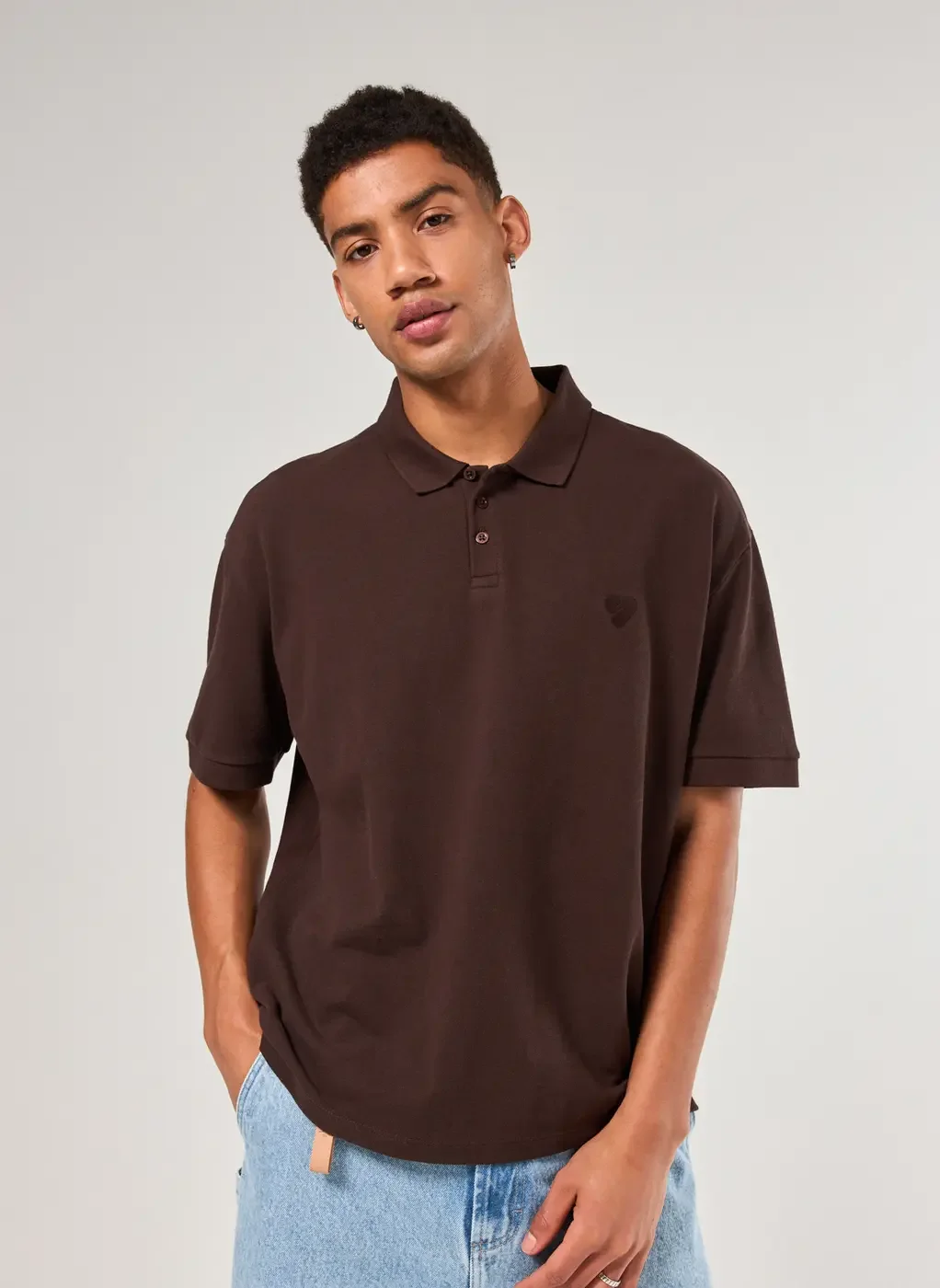 Camiseta Polo Box Piquet Marrom