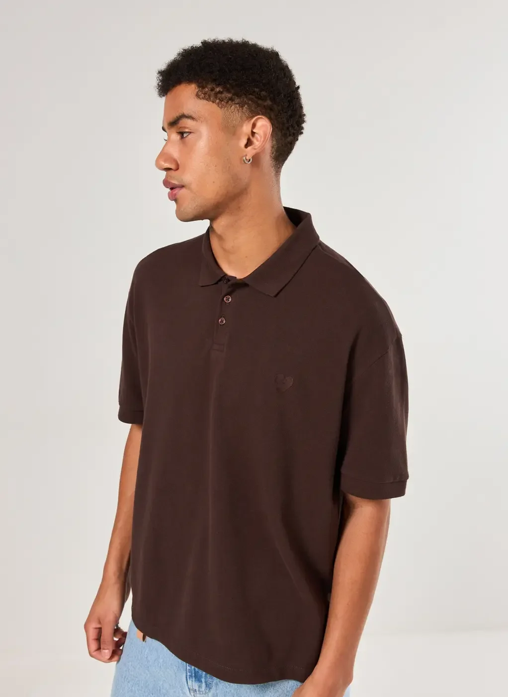 Camiseta Polo Box Piquet Marrom