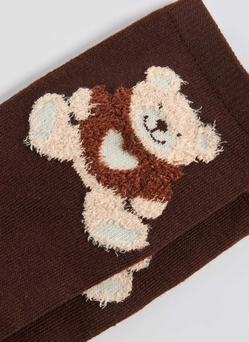 Meia Marrom Urso De Pelúcia