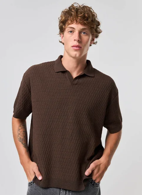 Camiseta Polo Box Em Tricô