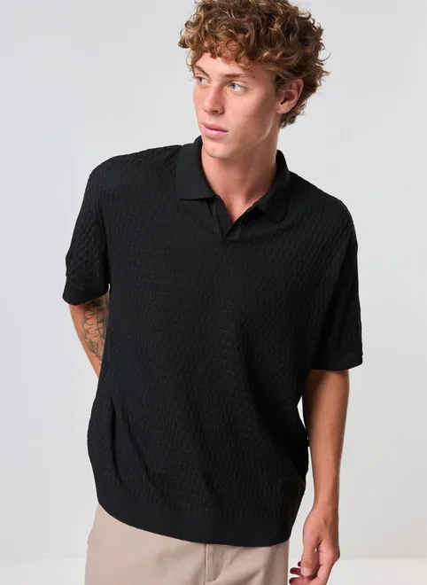 Camiseta Polo Box Em Tricô