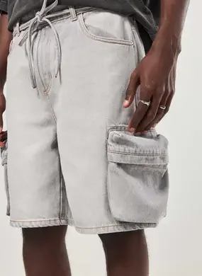 Bermuda Jeans Cinza Cargo