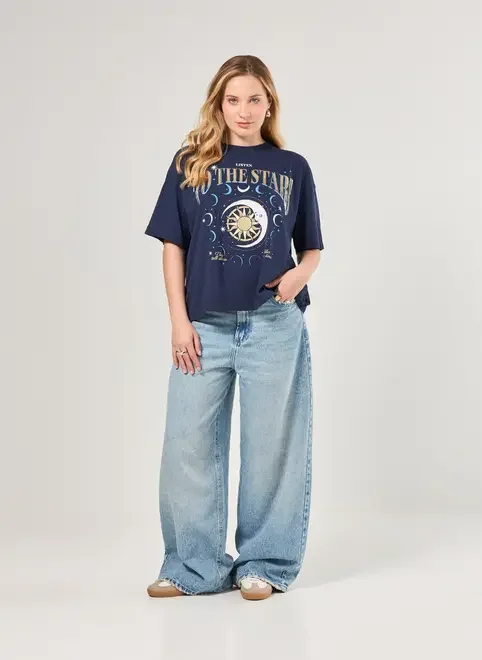 Camiseta Azul-Marinho Mística Com Brilho