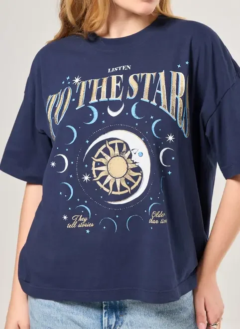 Camiseta Azul-Marinho Mística Com Brilho