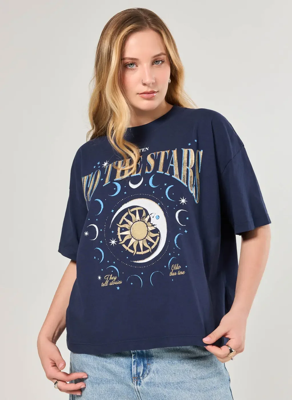 Camiseta Azul-Marinho Mística Com Brilho