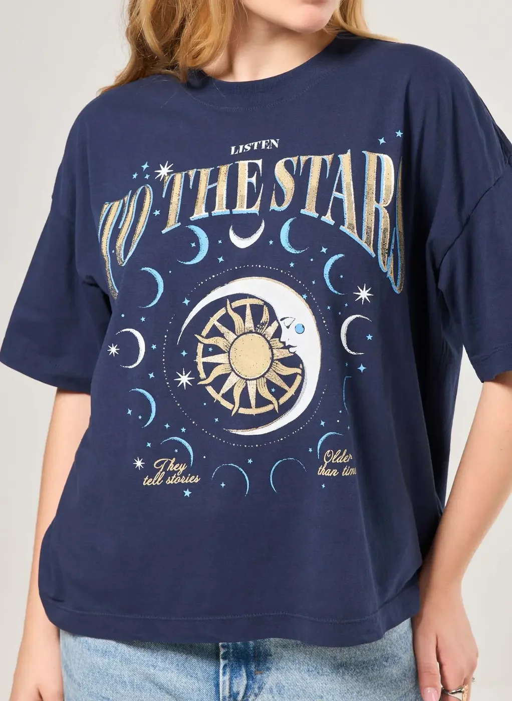 Camiseta Azul-Marinho Mística Com Brilho