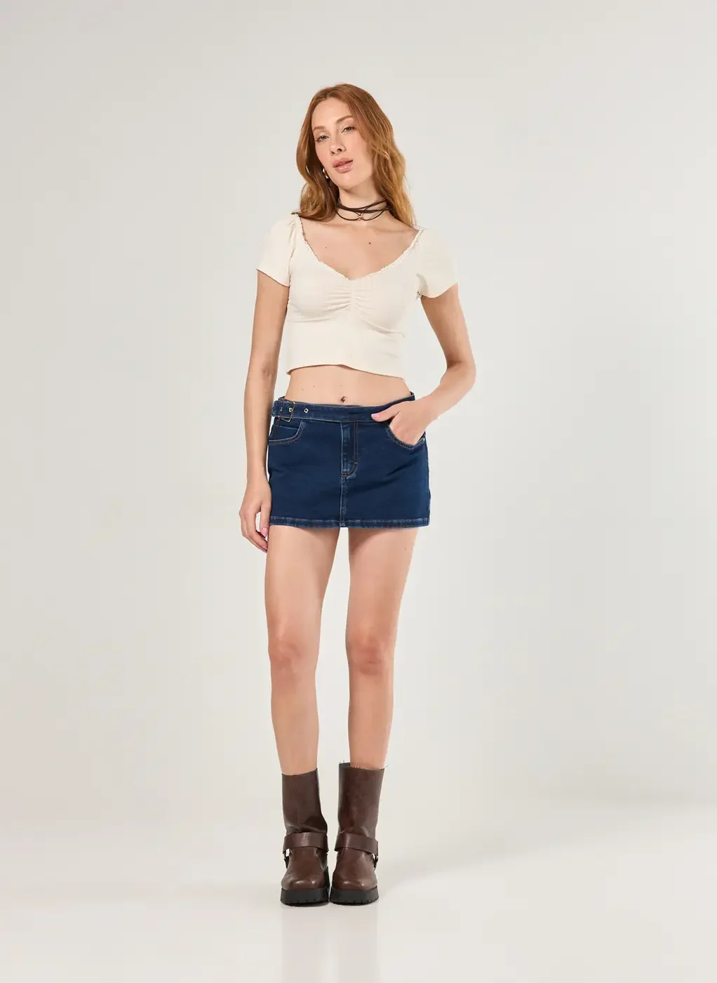 Cropped Off-White Canelado Rendinha