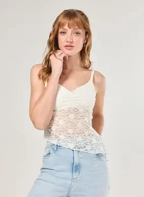 Blusa De Alcinha Em Renda Off-White